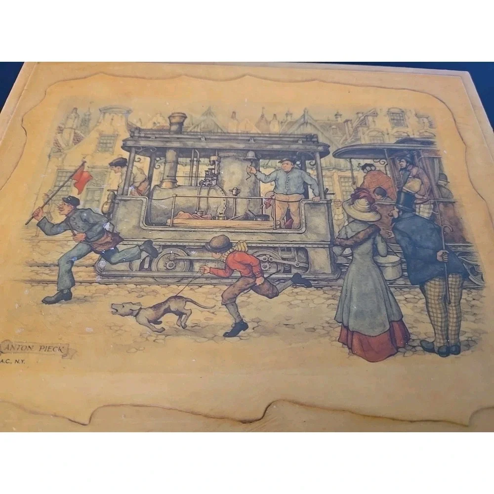 Vintage Wooden Storage Trinket Art Box‎ by Anton Pieck Victorian Scene 9